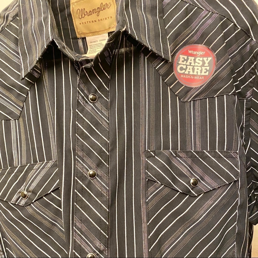Wrangler NWT Black / Metallic Silver Western Cowboy Long Sleeve Shirt, Size Lg - Picture 5 of 8
